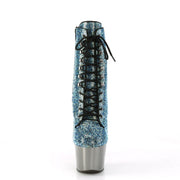 Pleaser ADORE-1020CHRS Platform Ankle Boot (Turquoise Multi Rhinestone/Pewter Chrome)