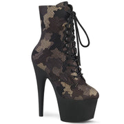 Pleaser ADORE-1020CM Platform Ankle Boot (Green Camo-Mesh/Black Matte)