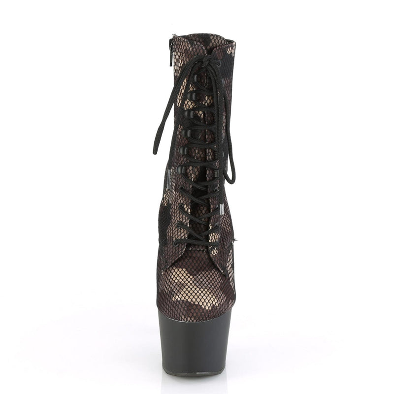 Pleaser ADORE-1020CM Platform Ankle Boot (Green Camo-Mesh/Black Matte)