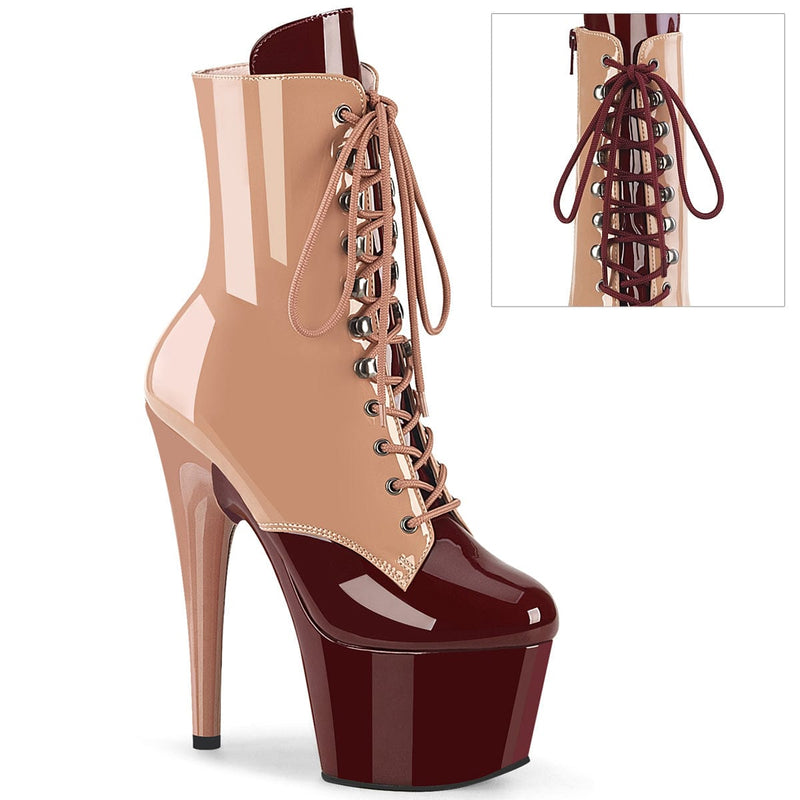 Pleaser ADORE-1020DC Platform Ankle Boot (Blush-Burgundy Patent/M)