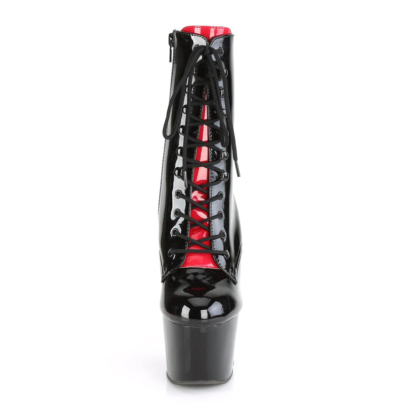 Pleaser ADORE-1020FH Platform Ankle Boot (Black-Red Patent/Black-Red)