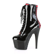 Pleaser ADORE-1020FH Platform Ankle Boot (Black-Red Patent/Black-Red)