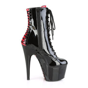 Pleaser ADORE-1020FH Platform Ankle Boot (Black-Red Patent/Black-Red)