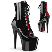 Pleaser ADORE-1020FH Platform Ankle Boot (Black-Red Patent/Black-Red)