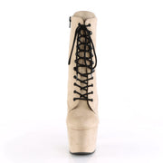 Pleaser ADORE-1020FS Platform Ankle Boot (Beige Faux Suede/Beige Faux Suede)