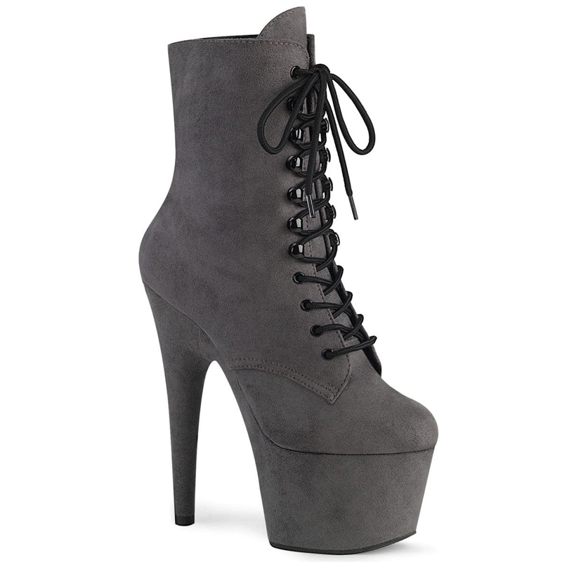 Pleaser ADORE-1020FS Platform Ankle Boot (Grey Faux Suede/Grey Faux Suede)