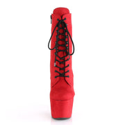 Pleaser ADORE-1020FS Platform Ankle Boot (Red Faux Suede/Red Faux Suede)