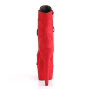 Pleaser ADORE-1020FS Platform Ankle Boot (Red Faux Suede/Red Faux Suede)