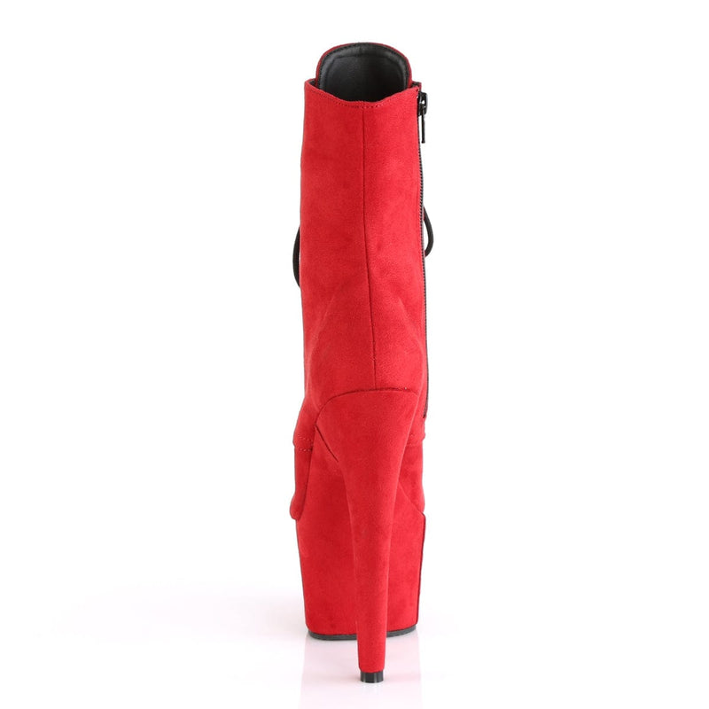Pleaser ADORE-1020FS Platform Ankle Boot (Red Faux Suede/Red Faux Suede)