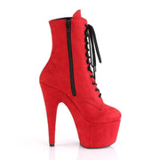 Pleaser ADORE-1020FS Platform Ankle Boot (Red Faux Suede/Red Faux Suede)