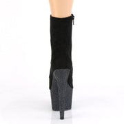 Pleaser ADORE-1020FSMG Platform Ankle Boot (Black Faux Suede/Black Multi Mini Glitter)