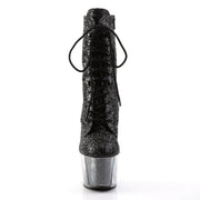 Pleaser ADORE-1020G Platform Ankle Boot (Black Glitter/Black Glitter)