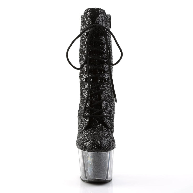 Pleaser ADORE-1020G Platform Ankle Boot (Black Glitter/Black Glitter)