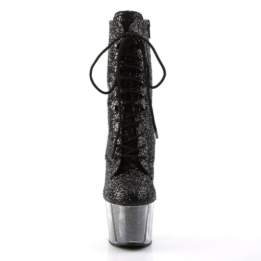 Pleaser ADORE-1020G Platform Ankle Boot (Black Glitter/Black Glitter)