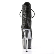 Pleaser ADORE-1020G Platform Ankle Boot (Black Glitter/Black Glitter)