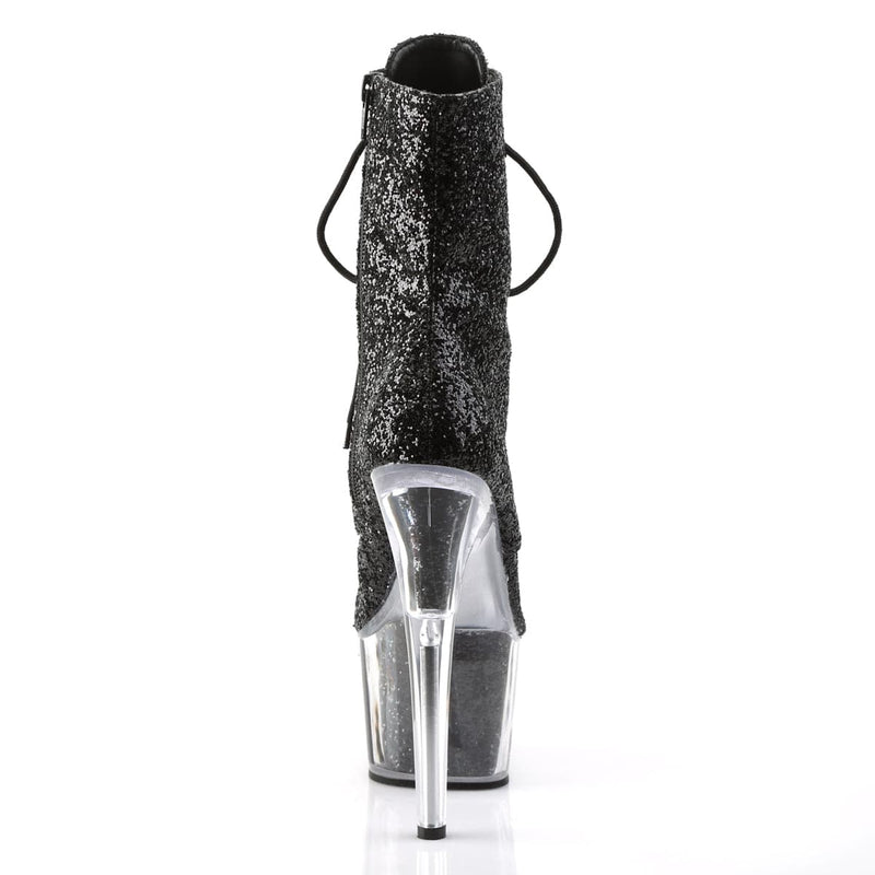 Pleaser ADORE-1020G Platform Ankle Boot (Black Glitter/Black Glitter)