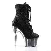 Pleaser ADORE-1020G Platform Ankle Boot (Black Glitter/Black Glitter)