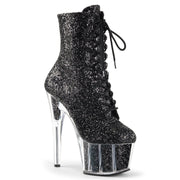 Pleaser ADORE-1020G Platform Ankle Boot (Black Glitter/Black Glitter)