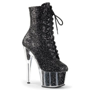 Pleaser ADORE-1020G Platform Ankle Boot (Black Glitter/Black Glitter)
