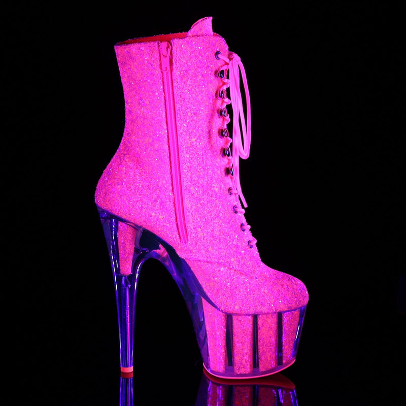 Pleaser ADORE-1020G Platform Ankle Boot (Neon Pink Glitter/Neon Pink Glitter)
