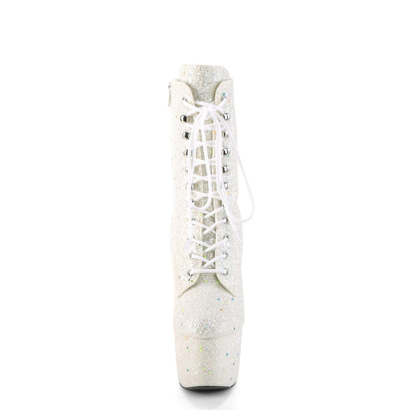 Pleaser ADORE-1020GDLG Platform Ankle Boot (White Multi Glitter/White Multi Glitter)