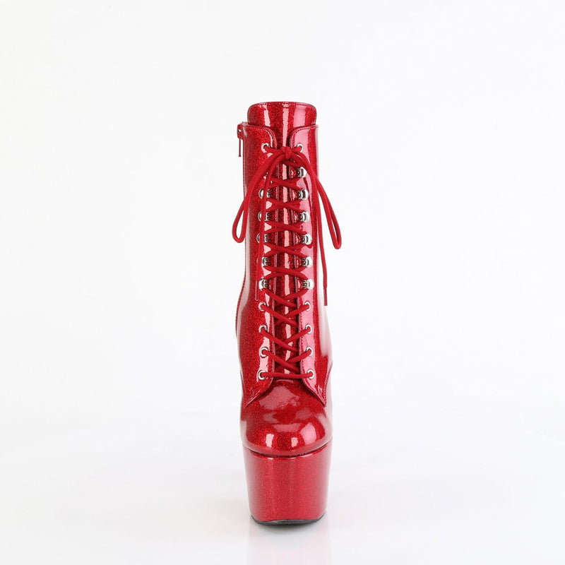 Pleaser ADORE-1020GP Platform Ankle Boot (Ruby Red Glitter Patent/M)
