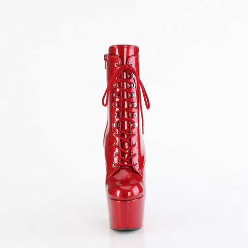 Pleaser ADORE-1020GP Platform Ankle Boot (Ruby Red Glitter Patent/M)