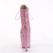 Pleaser ADORE-1020GWR Platform Ankle Boot (Baby Pink Glitter/Baby Pink Glitter)
