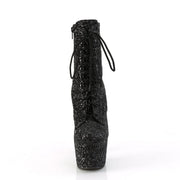 Pleaser ADORE-1020GWR Platform Ankle Boot (Black Glitter/Black Glitter)