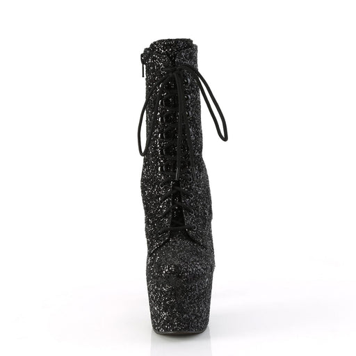 Pleaser ADORE-1020GWR Platform Ankle Boot (Black Glitter/Black Glitter)