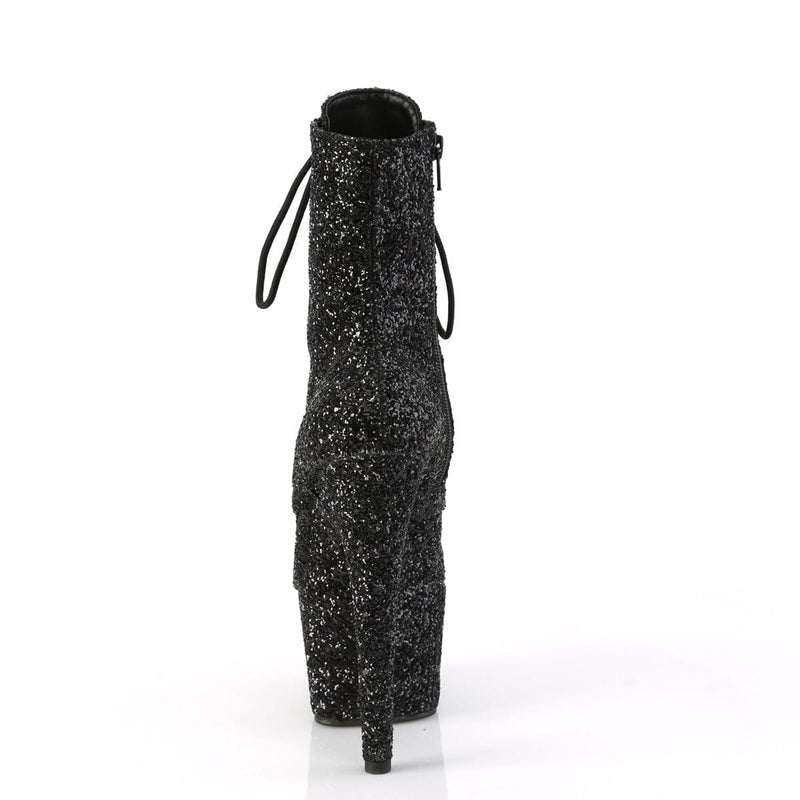 Pleaser ADORE-1020GWR Platform Ankle Boot (Black Glitter/Black Glitter)