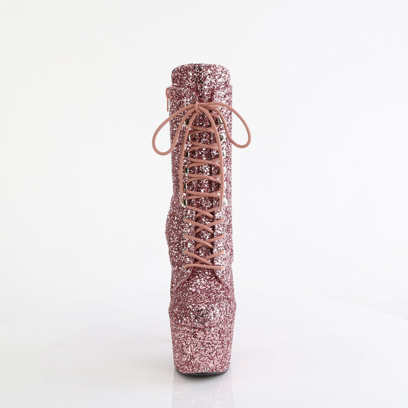 Pleaser ADORE-1020GWR Platform Ankle Boot (Rose Gold Glitter/Rose Gold Glitter)