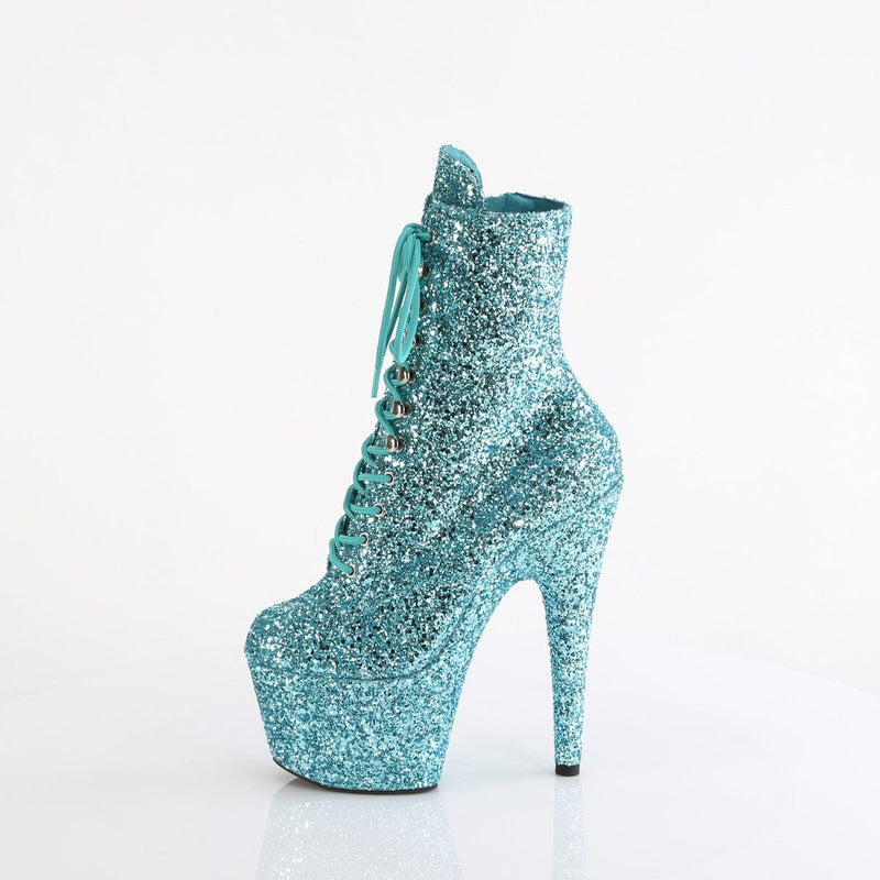 Pleaser ADORE-1020GWR Platform Ankle Boot (Turquoise Glitter/Turquoise Glitter)