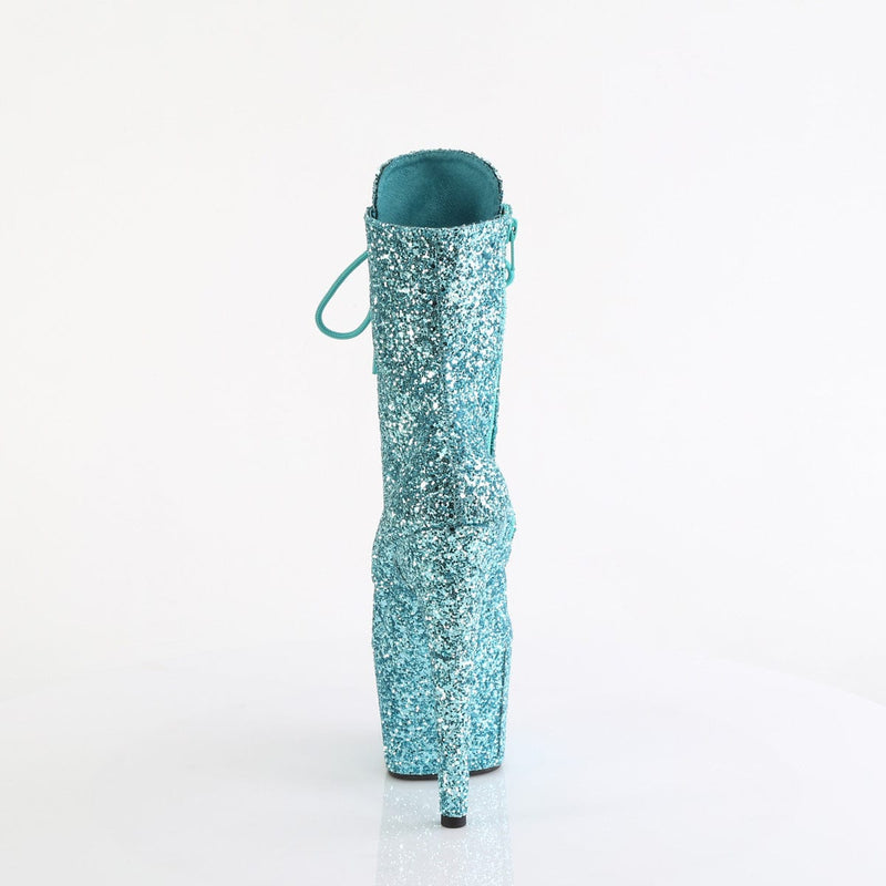 Pleaser ADORE-1020GWR Platform Ankle Boot (Turquoise Glitter/Turquoise Glitter)