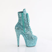Pleaser ADORE-1020GWR Platform Ankle Boot (Turquoise Glitter/Turquoise Glitter)