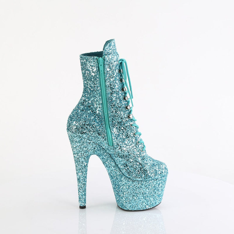 Pleaser ADORE-1020GWR Platform Ankle Boot (Turquoise Glitter/Turquoise Glitter)