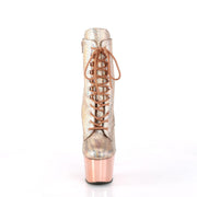 Pleaser ADORE-1020HM Platform Ankle Boot (Rose Gold Holo Metallic Pu/Rose Gold Chrome)
