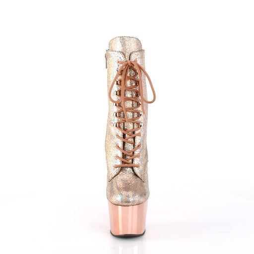 Pleaser ADORE-1020HM Platform Ankle Boot (Rose Gold Holo Metallic Pu/Rose Gold Chrome)
