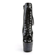 Pleaser ADORE-1020LG Platform Ankle Boot (Black Patent/Black Multi Glitter)