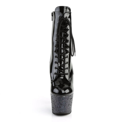Pleaser ADORE-1020LG Platform Ankle Boot (Black Patent/Black Multi Glitter)