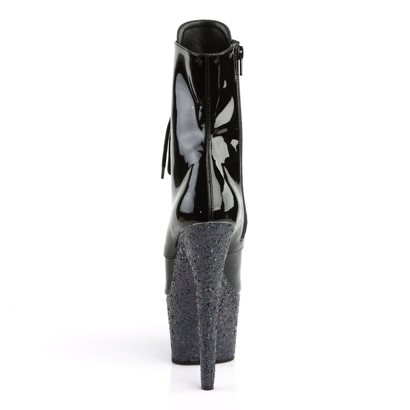 Pleaser ADORE-1020LG Platform Ankle Boot (Black Patent/Black Multi Glitter)