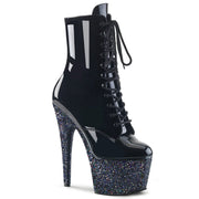 Pleaser ADORE-1020LG Platform Ankle Boot (Black Patent/Black Multi Glitter)