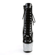 Pleaser ADORE-1020LG Platform Ankle Boot (Black Patent/Silver Multi Glitter)