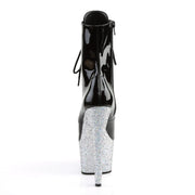 Pleaser ADORE-1020LG Platform Ankle Boot (Black Patent/Silver Multi Glitter)