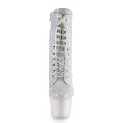 Pleaser ADORE-1020LG Platform Ankle Boot (Neon White Multi Glitter/Neon White)