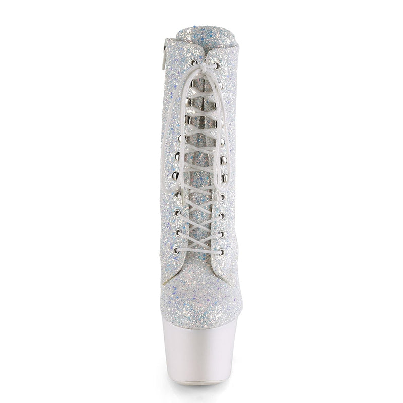 Pleaser ADORE-1020LG Platform Ankle Boot (Neon White Multi Glitter/Neon White)