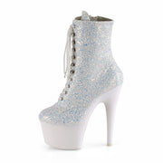 Pleaser ADORE-1020LG Platform Ankle Boot (Neon White Multi Glitter/Neon White)