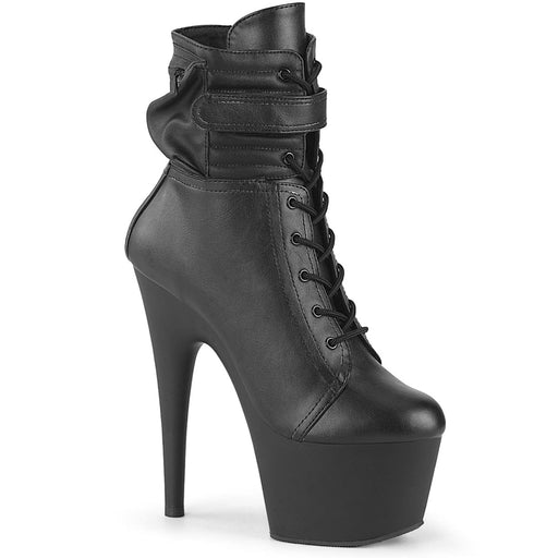 Pleaser ADORE-1020POUCH Platform Ankle Boot (Black Faux Leather/Black Matte)
