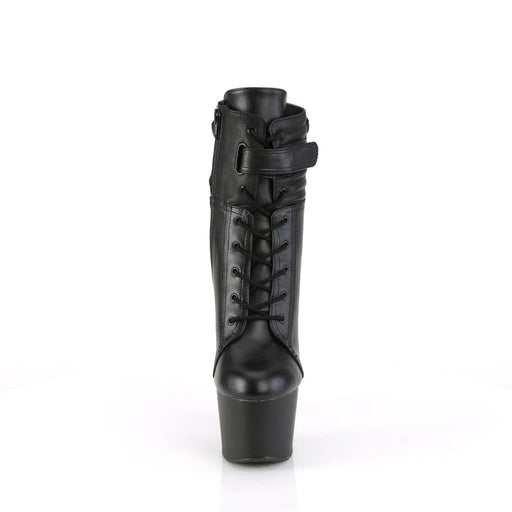 Pleaser ADORE-1020POUCH Platform Ankle Boot (Black Faux Leather/Black Matte)