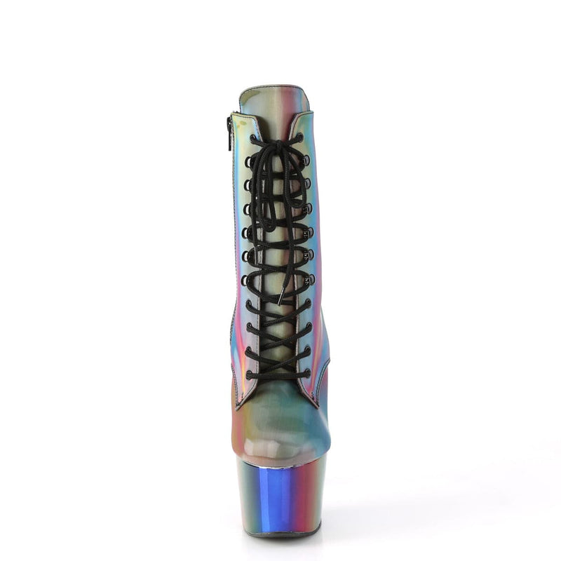 Pleaser ADORE-1020RC-REFL Platform Ankle Boot (Rainbow Reflective/Rainbow Chrome)
